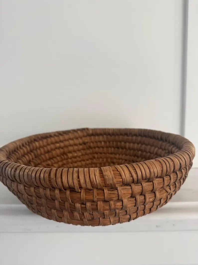 Vintage French Rye Basket | Handwoven Bread Basket | 13” Round Woven Basket | Rustic French Kit... | Etsy (US)