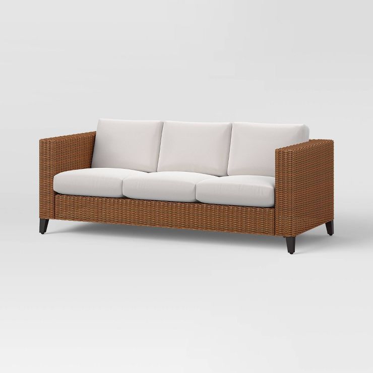 Brookfield Steel Wicker Patio Sofa - Light Brown - Threshold™ | Target