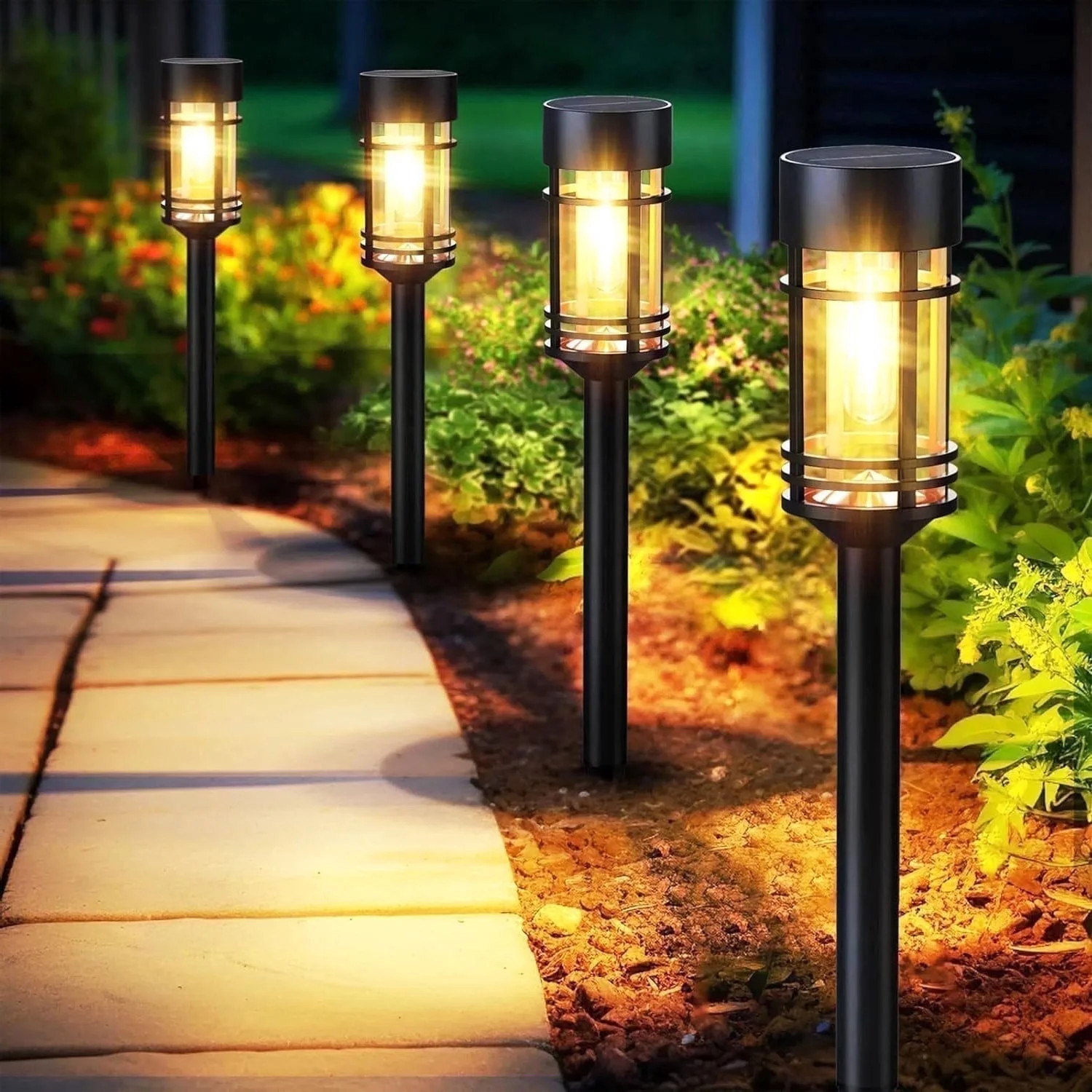 SZRSTH Solar Path Lights, 4 Pack Outdoor Waterproof Solar Lights for Yard Lawn Walkway (Warm Whit... | Walmart (US)