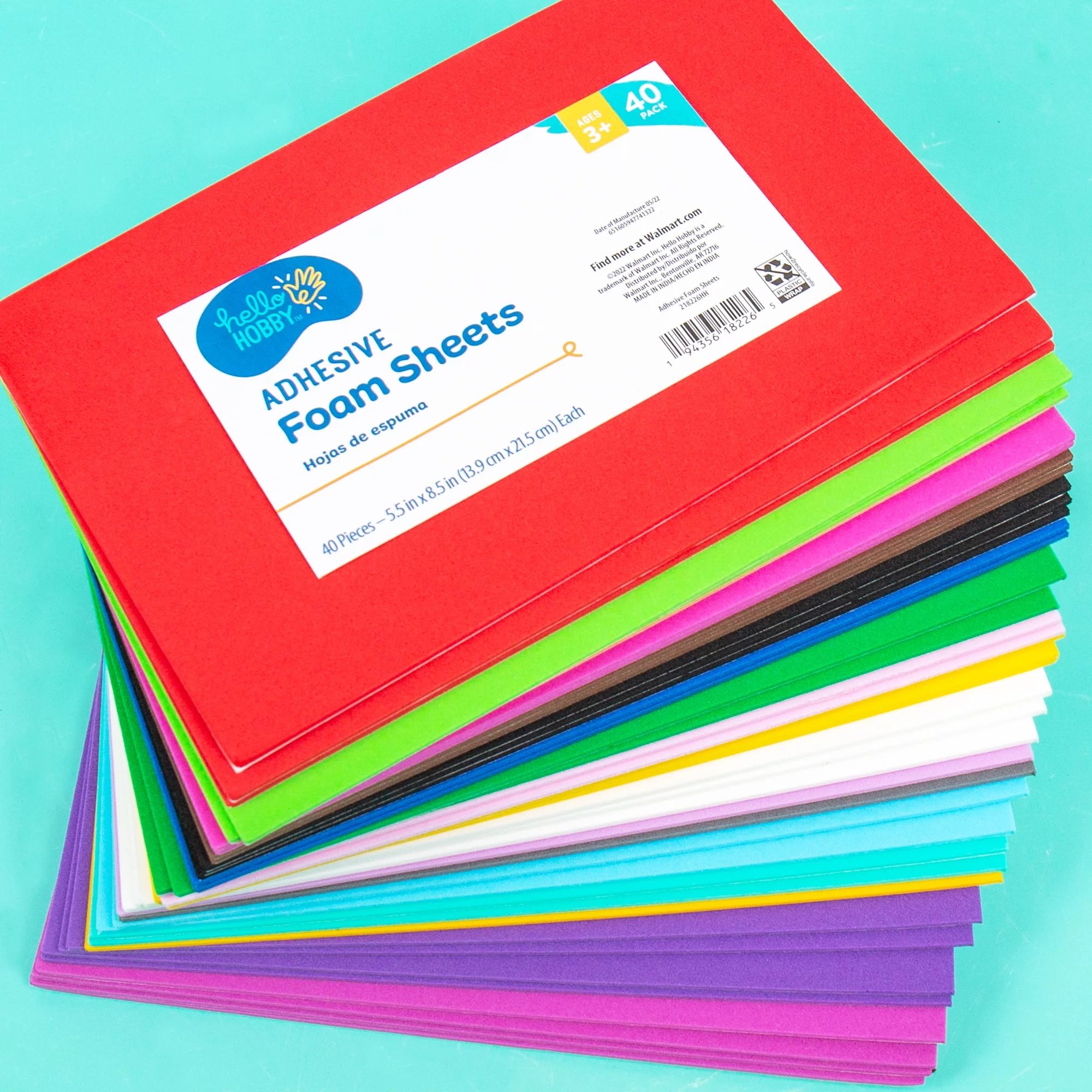 Hello Hobby Multicolor Adhesive Foam Sheets, 40-Pack | Walmart (US)