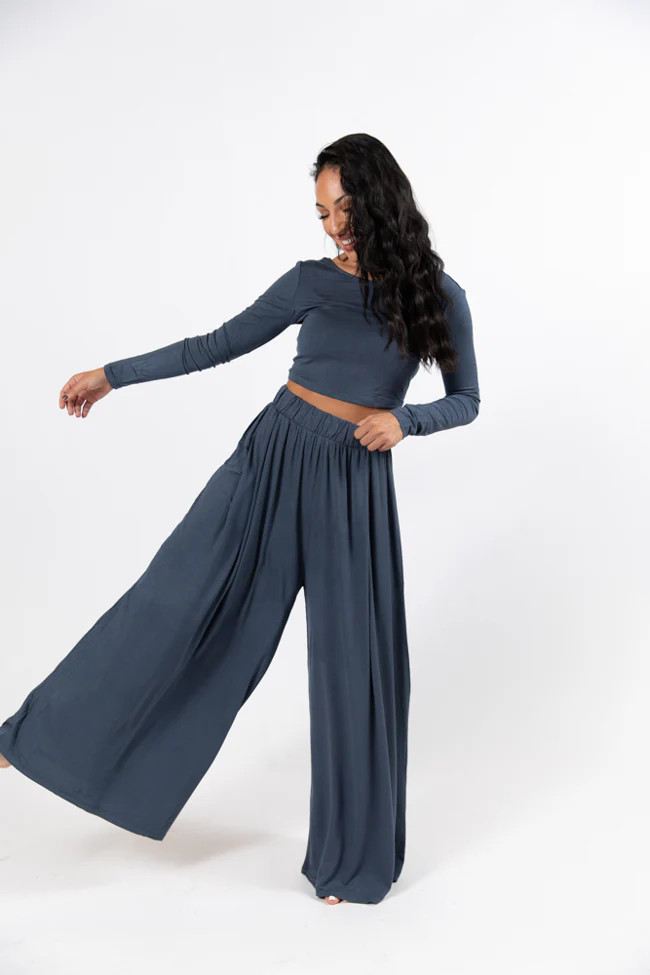 Upgrade You Casual Two Piece Long Sleeve Midnight Set FINAL SALE | Pink Lily