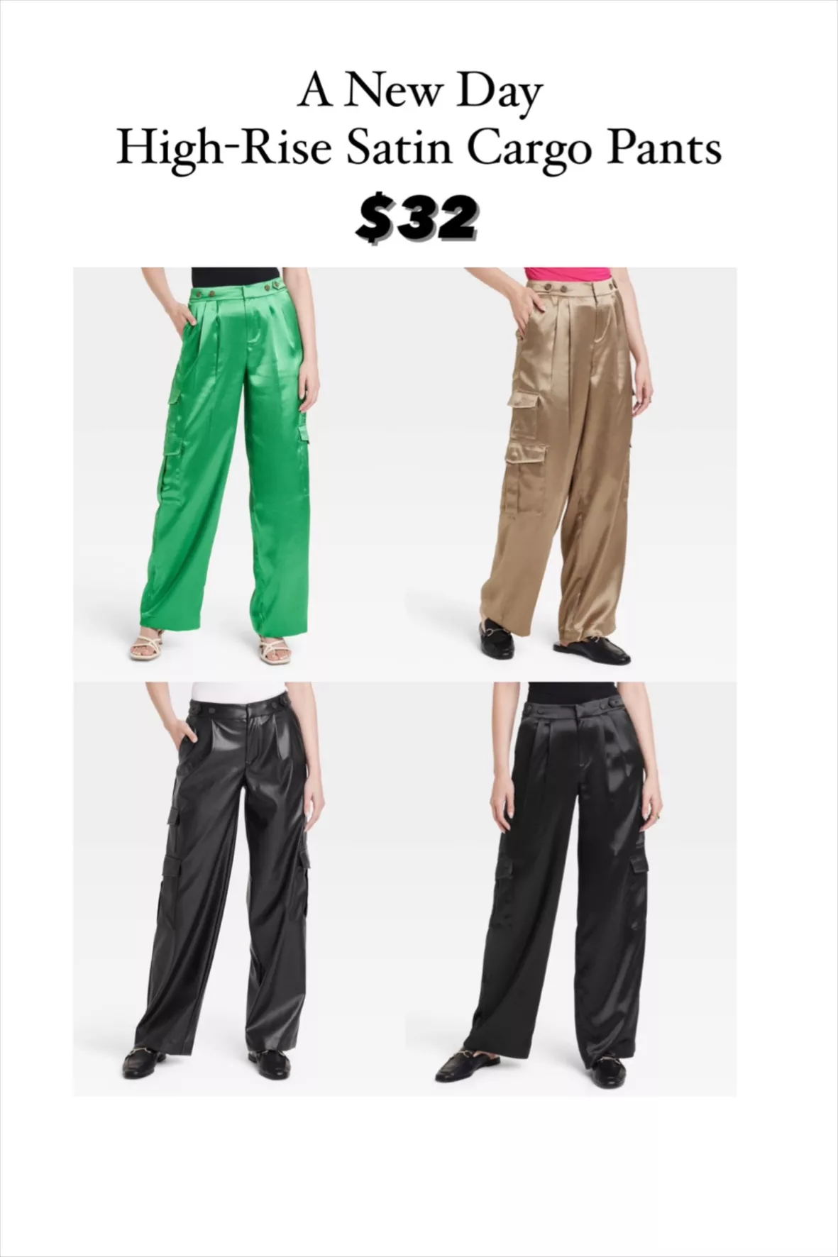 High-Waisted Satin Cargo Jogger … curated on LTK