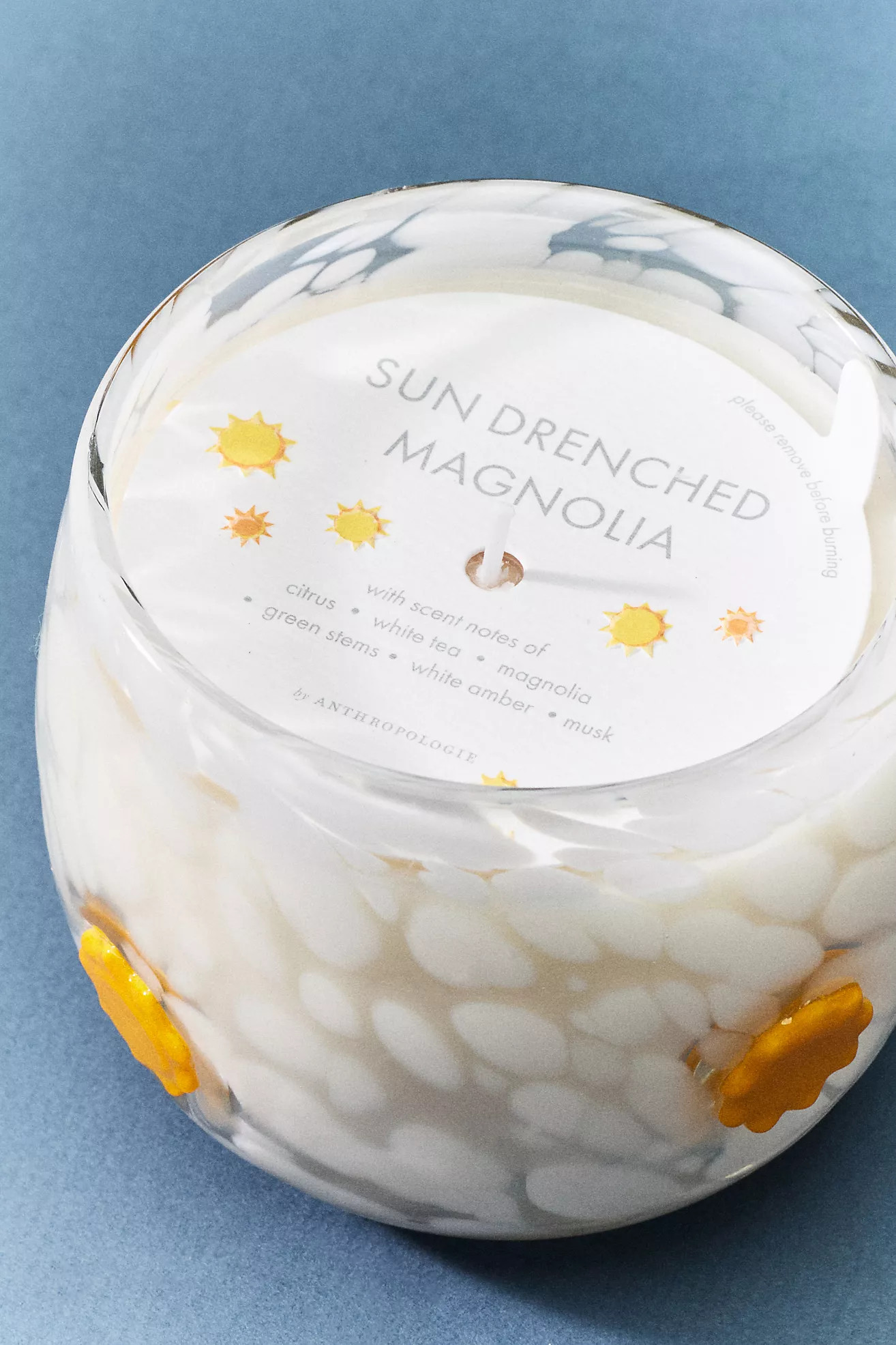 Bright Sun Floral Sun-Drenched Magnolia Spring Icon Glass Candle | Anthropologie (US)