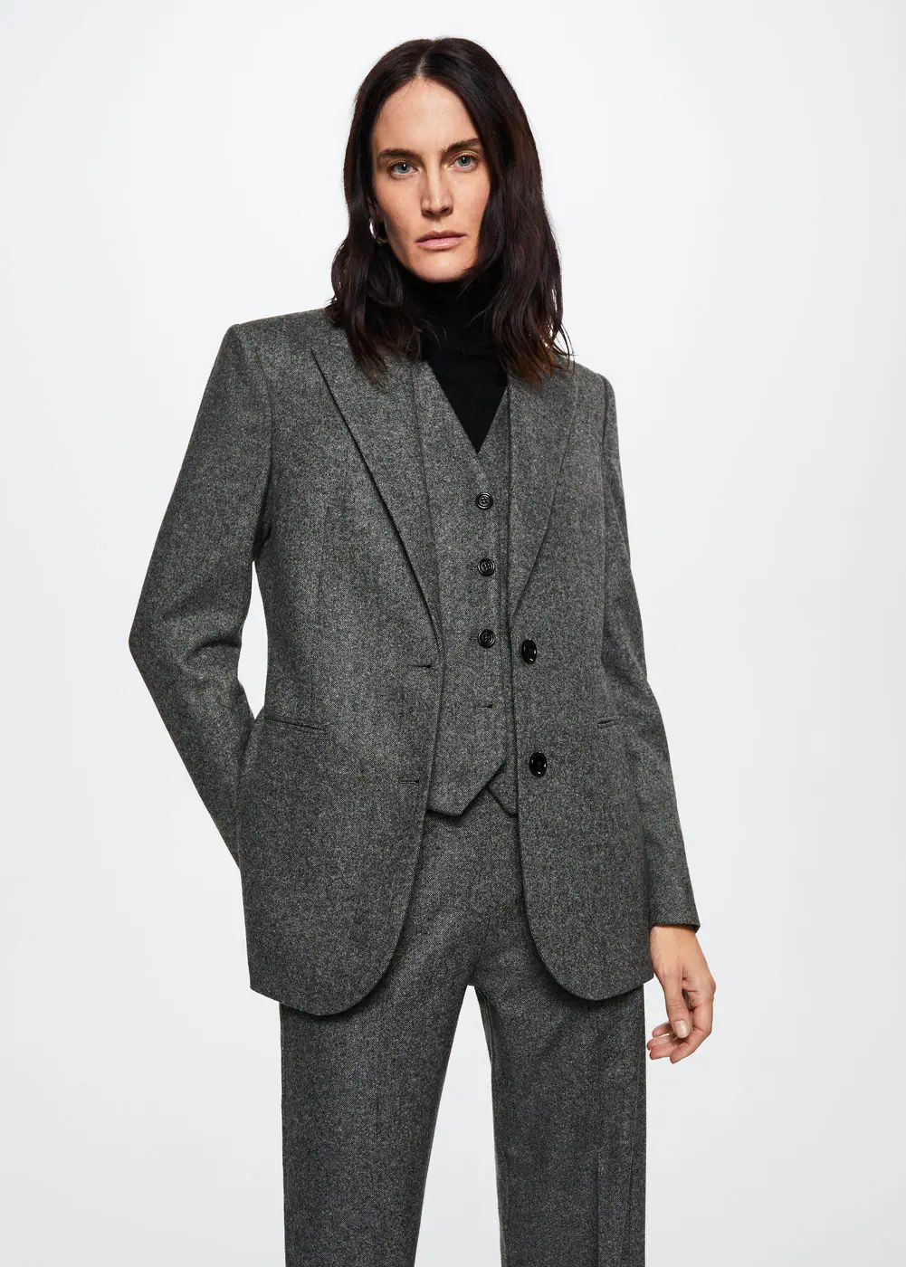 Wool suit blazer -  Women | Mango USA | MANGO (US)