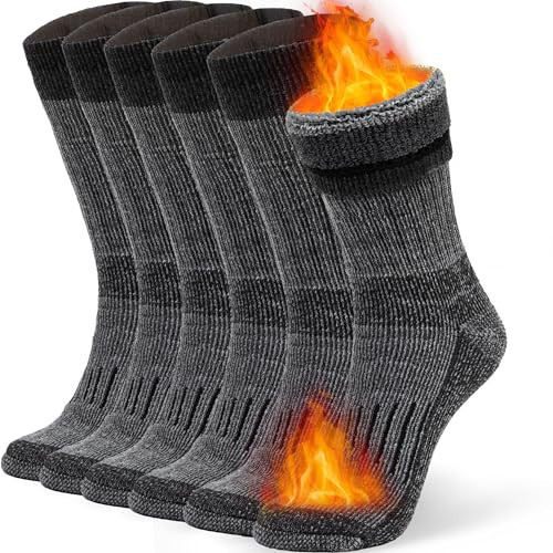Alvada Warm Thermal Wool Socks for Winter Moisture Wicking and Breathable Cozy Boot Socks Charcoal XSS | Amazon (US)