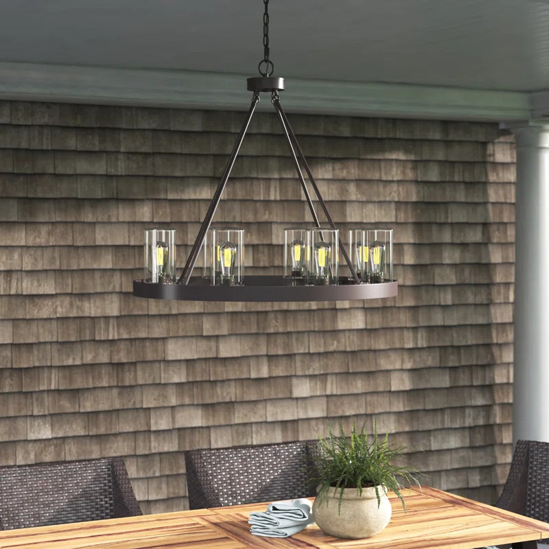 Manervia Bronze 8 -Bulb 27.63'' H Outdoor Chandelier | Wayfair North America