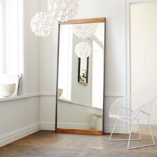 Industrial Metal + Wood Floor Mirror | West Elm (US)