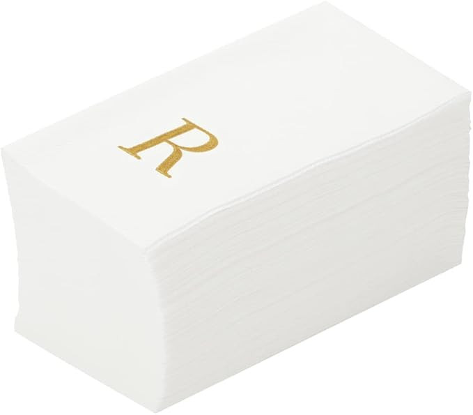 Luxenap 15.8 X 7.9 Inch Linen-Feel Guest Towels, 50 Lettered Hand Towels - Gold Letter 'R', Sans ... | Amazon (US)