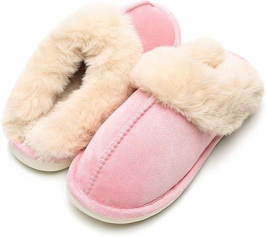 Epsion Womens Winter Warm Slipper Faux Fur Fluffy Slip-On House Slippers Suede Fur Lined/Anti-Ski... | Amazon (US)