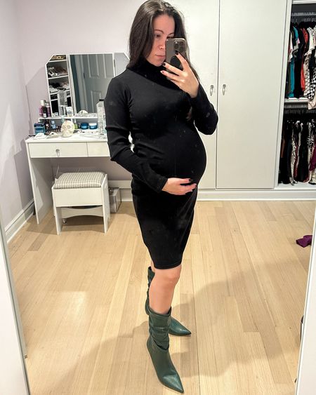 Another maternity holiday outfit idea is this black turtleneck midi dress from old navy. I was between sizes so went up to a medium and I like the extra room in the thigh and back areas. I’ve been wearing it a lot but it’s great for Christmas if you add some festive shoes. Currently on sale and a few color options.

#LTKbump #LTKHoliday #LTKfindsunder50