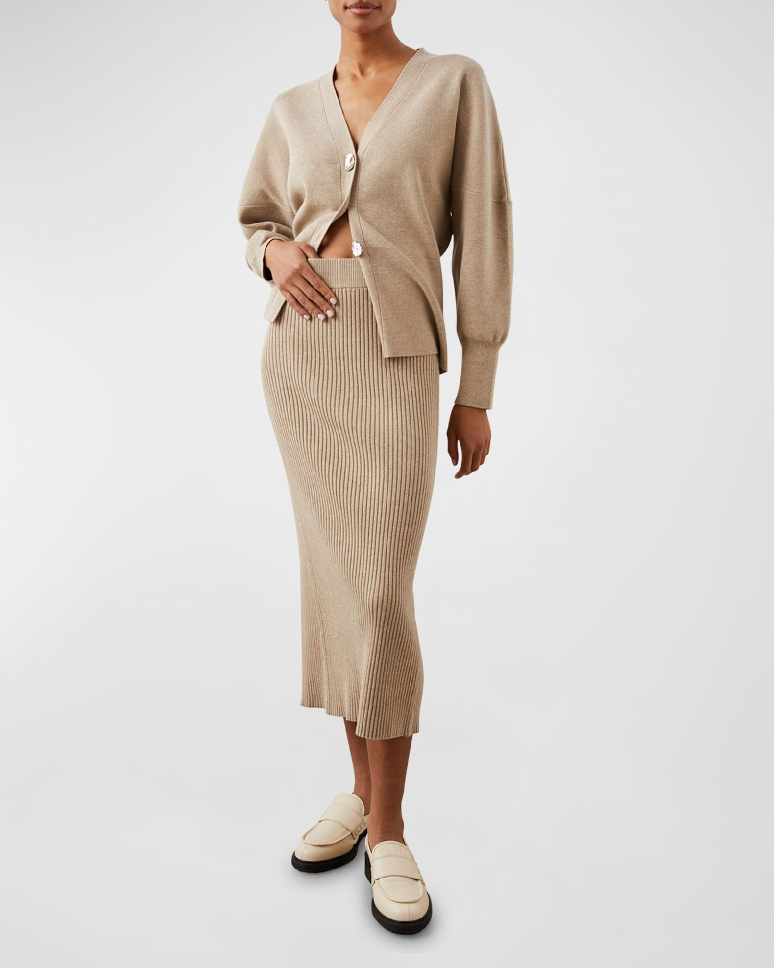 Rails Davina Rib-Knit Midi Skirt | Neiman Marcus