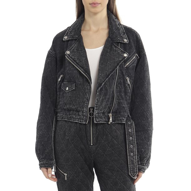 Avec Les Filles Women's Quilted French Terry Biker Jacket | Walmart (US)