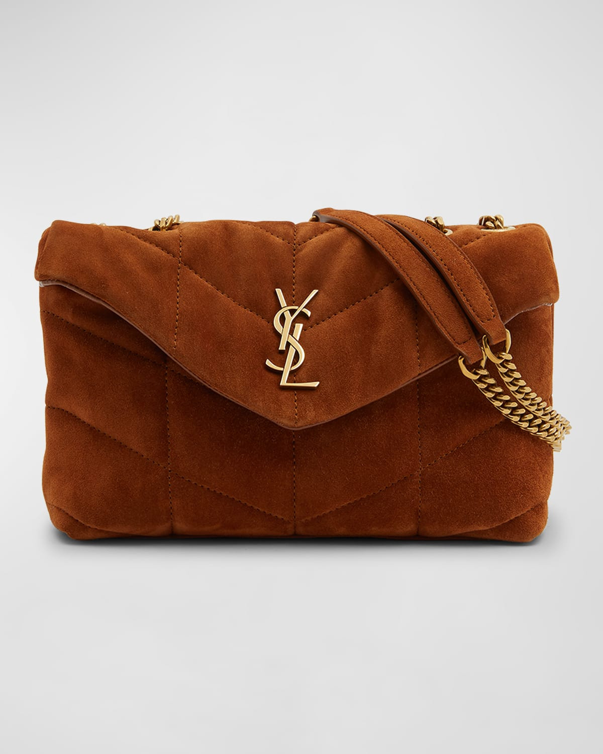 Lou Puffer Toy YSL Crossbody Bag in Quilted Suede | Neiman Marcus