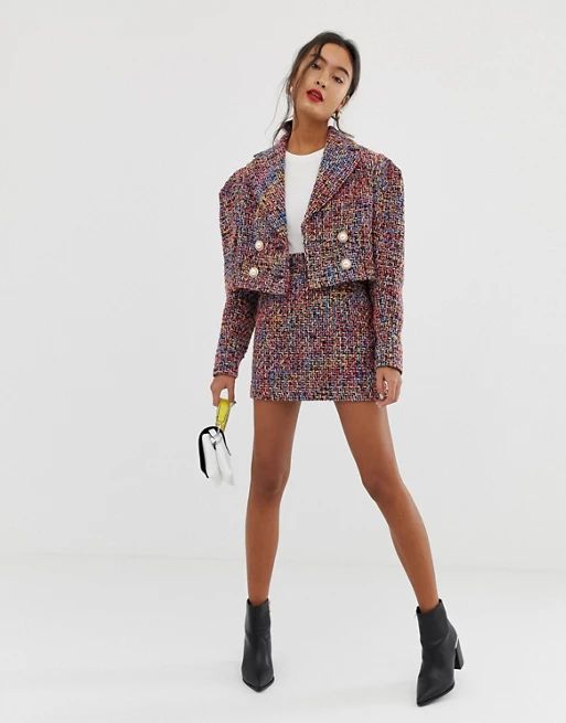 ASOS DESIGN pop boucle mini suit skirt | ASOS UK