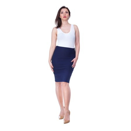 Women s Elegant Pencil Skirt (Navy Large) | Walmart (US)