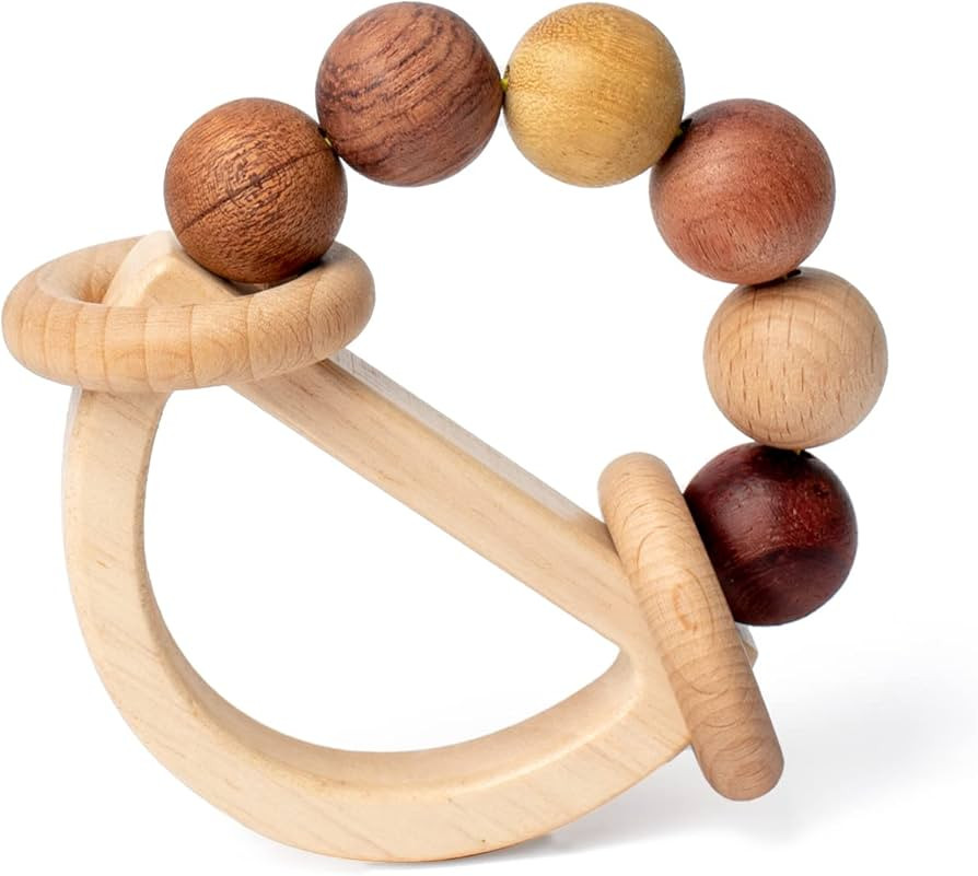 Baby Rattles 0-6 Months Wooden Toys for Babies 6-12 Months Montessori Wood Color Baby Rings for N... | Amazon (US)