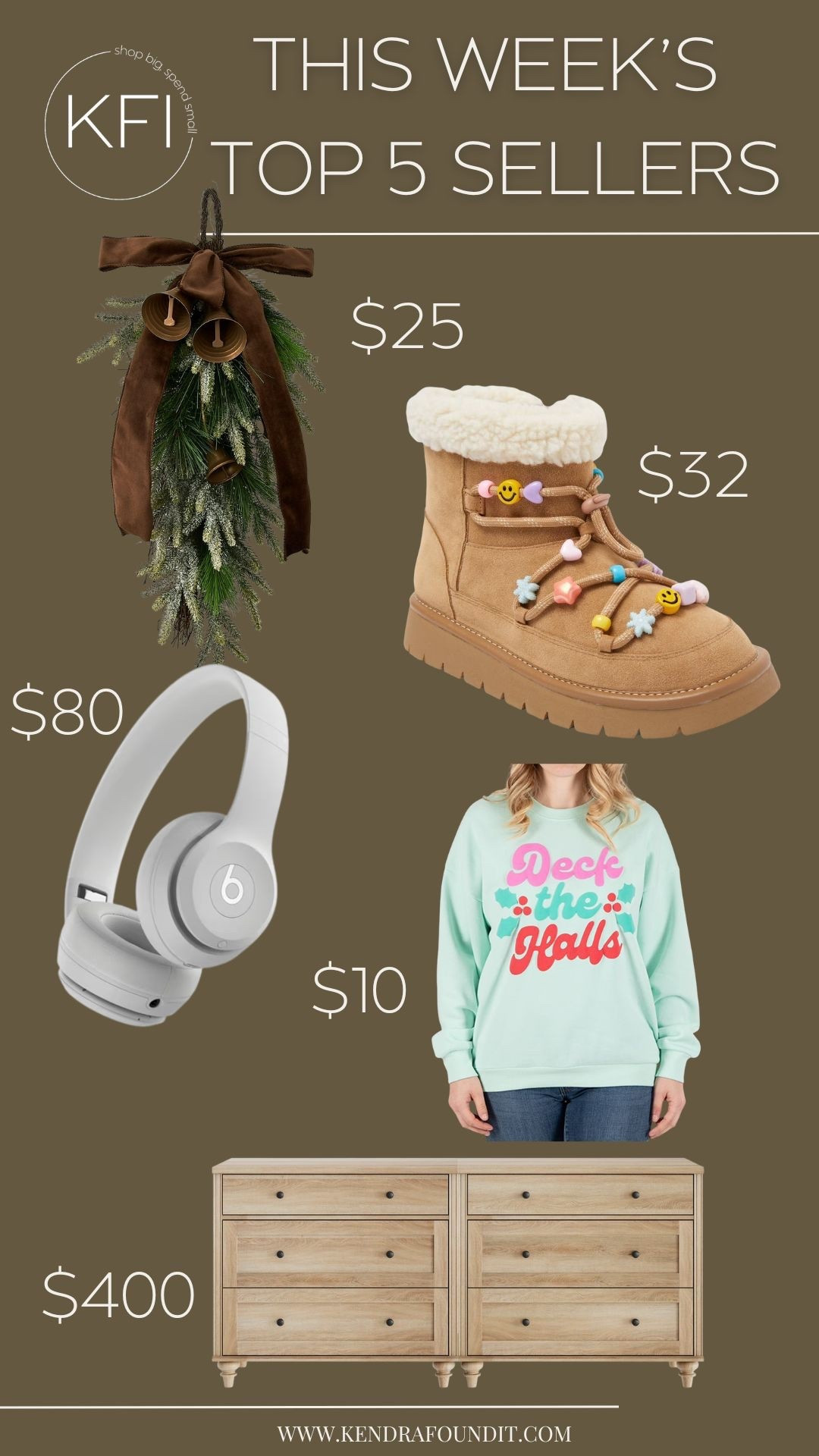 

This week’s top sellers are such a good mix of cozy and practical. The velvet bow door swag from Walmart is giving vintage Christmas entryway vibes on a budget, and the kids UGG boot dupe with charms from Target might be the cutest winter boot I’ve shared yet. The Beats by Dre headphones from Walmart are on sale right now, which makes them an amazing gift idea if you’ve been waiting for a better price. The “Deck the Halls” holiday sweatshirts from Sam’s Club are only $10, so they’re an easy add-to-cart for movie nights and Christmas errands, and this neutral wood dresser from Wayfair looks like a Pottery Barn dupe that you’ll keep long after the holidays are over. Linked everything here.

#LTKmomlife #LTKHoliday #LTKGiftGuide