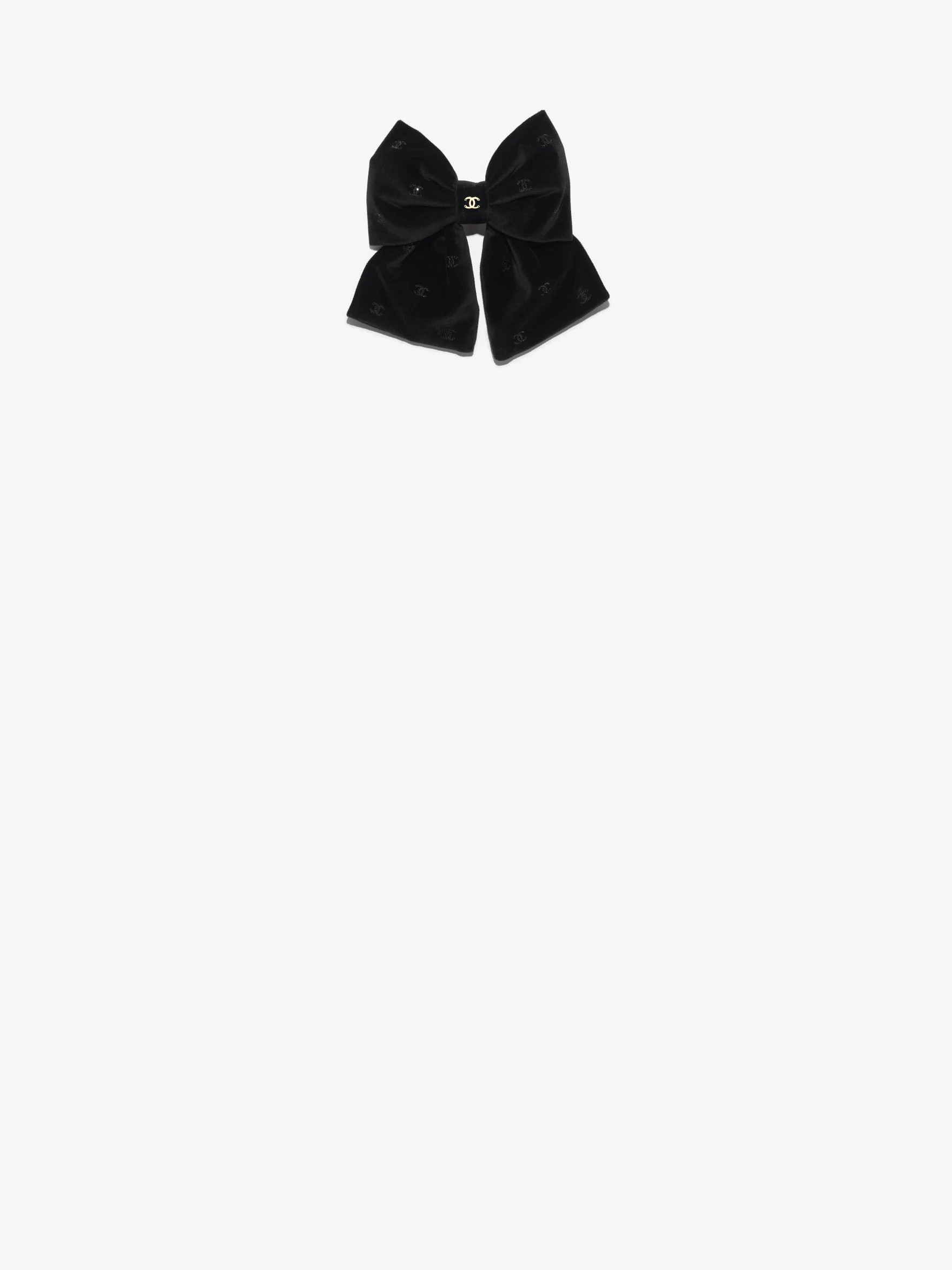Bow barrette - Velvet & strass, black — Fashion | CHANEL | Chanel, Inc. (US)