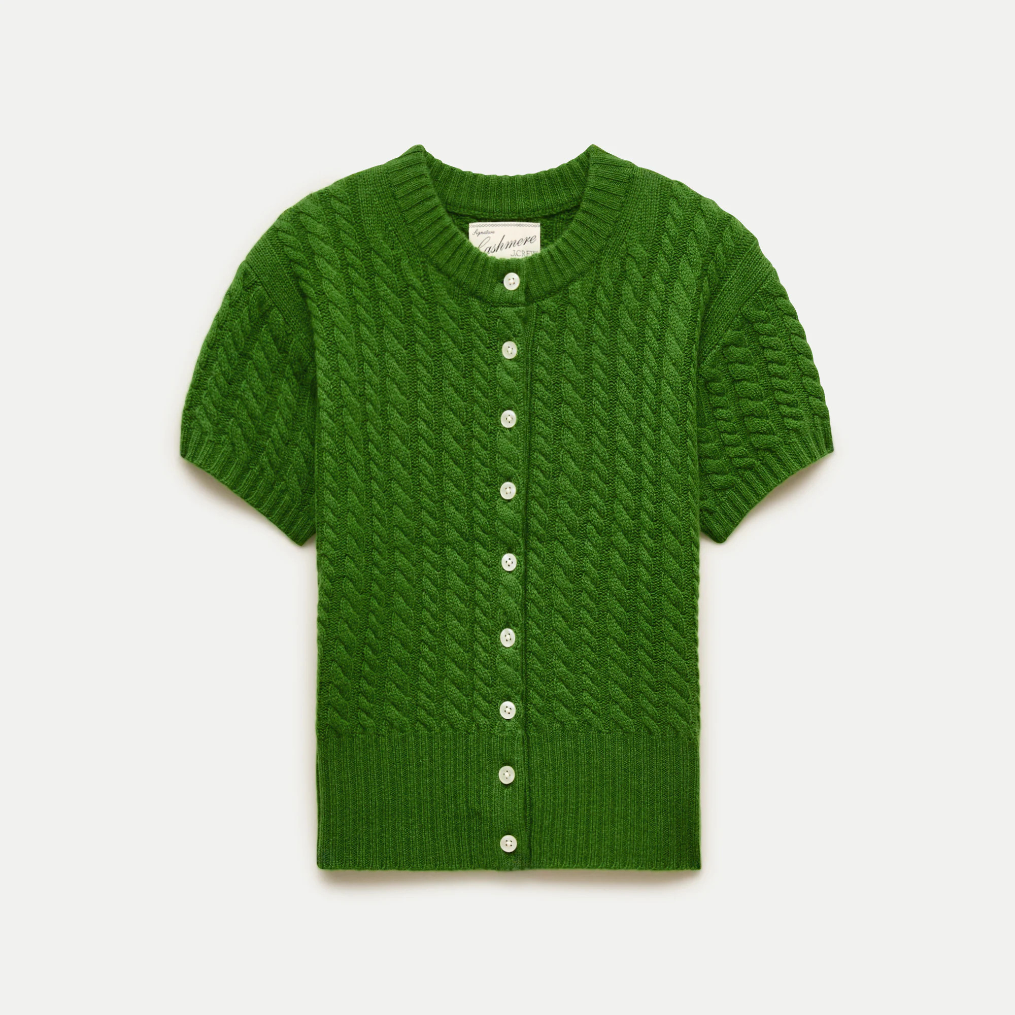 Cashmere short-sleeve cable-knit cardigan | J. Crew US