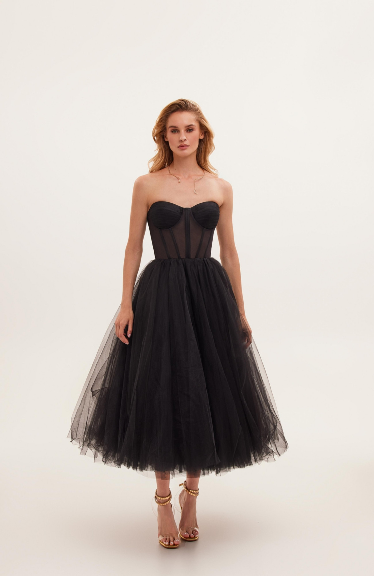 Milla Women's Strapless Puffy Midi Tulle Dress - Black | Macy's
