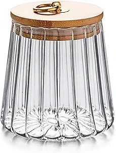 FANTESTICRYAN Glass Coffee Nuts Canister Airtight Storage Jar Petal Decorative Container with Bam... | Amazon (US)