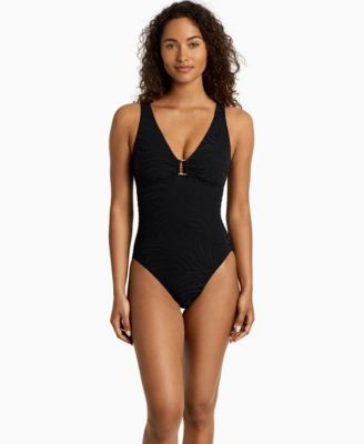Women's Zebra Textured Ring Tank Underwire One-Piece Swimsuit | Macy's