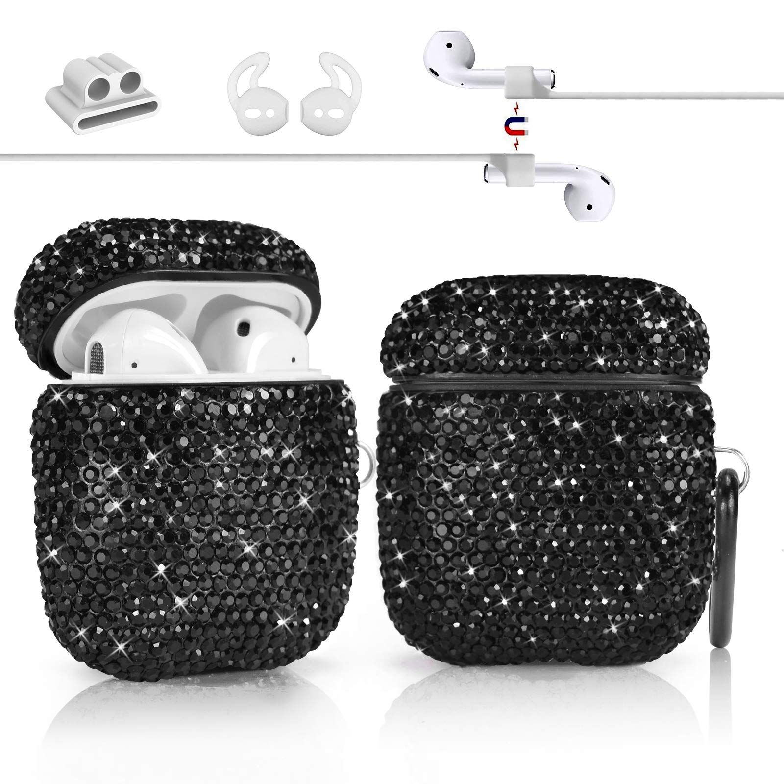 Newseego Compatible with AirPods 1 & 2 Case, Keychain+Anti-Lost Strap+Ear Hooks+Watch Band Holder,Pr | Amazon (US)