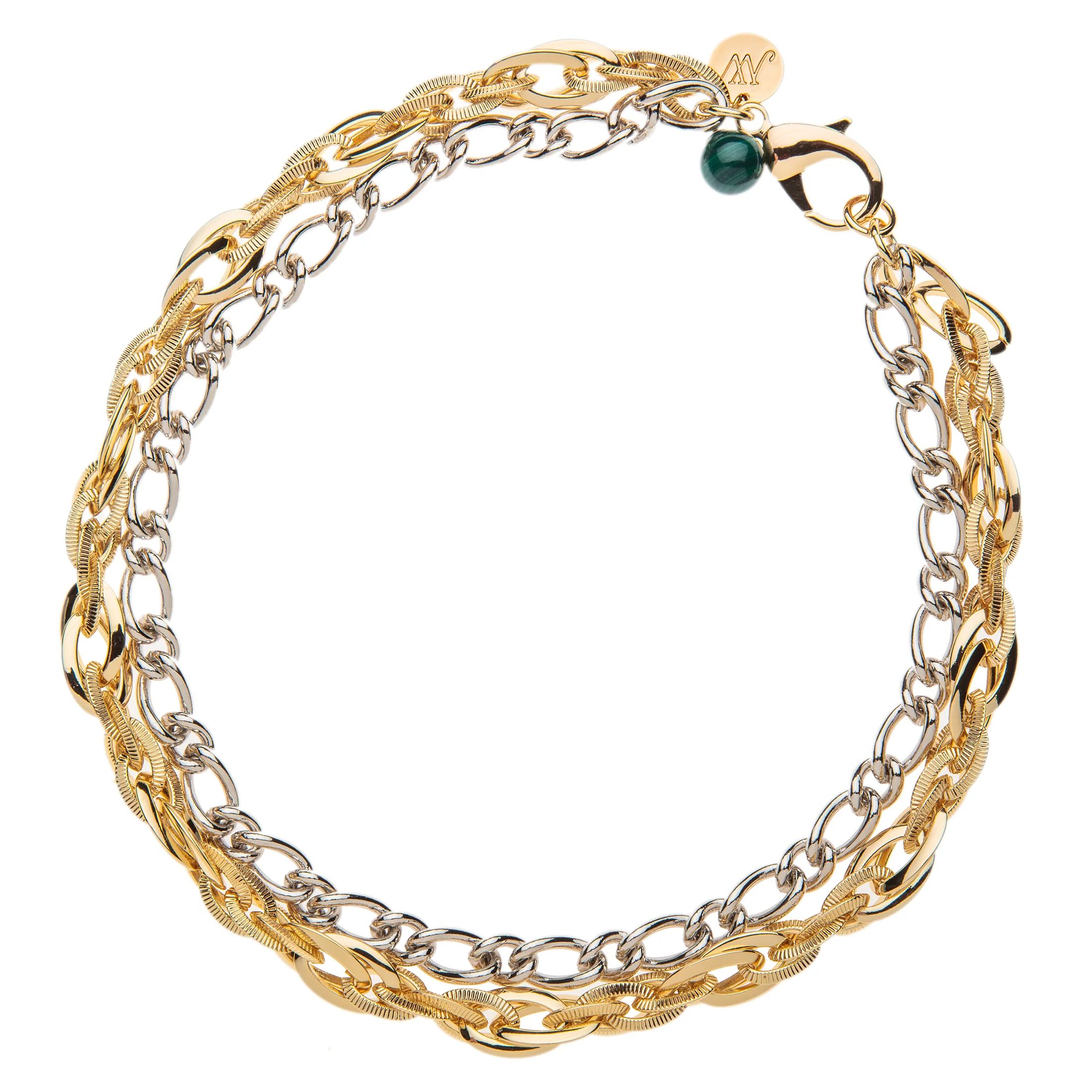 Gilver Double Layer Chain with Malachite Bead | Jane Win