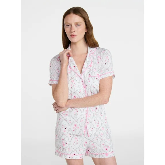 Joyspun Women\u2019s Dreamy Soft Collection Bridal Knit Top and Shorts Pajama Set, 2-Piece, Sizes... | Walmart (US)