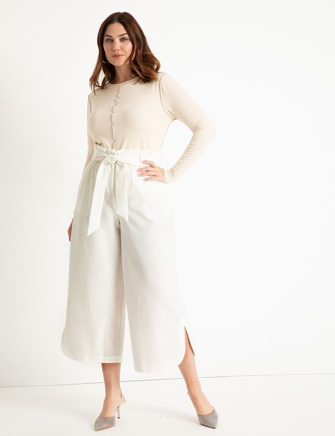 Paperbag Waist Cropped Wide Leg Pant | Eloquii