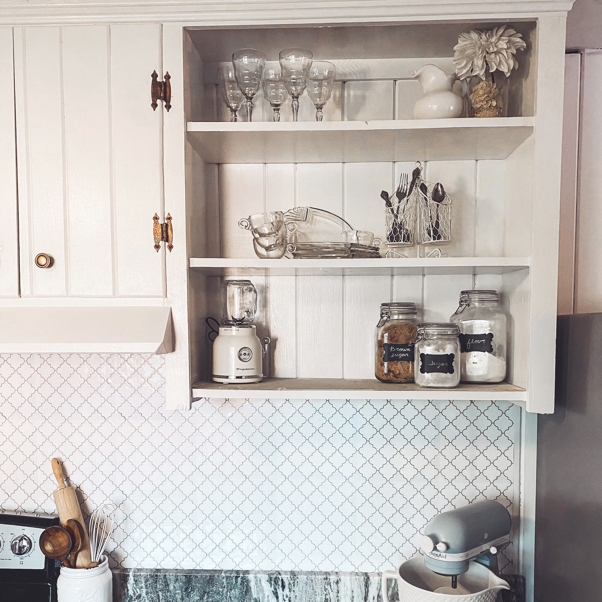 Some shabby chic kitchen decor inspo! Most of this was left in our house when we bought it, but I’ve tagged some similar items. 🤗

#LTKunder100 #LTKhome #LTKunder50