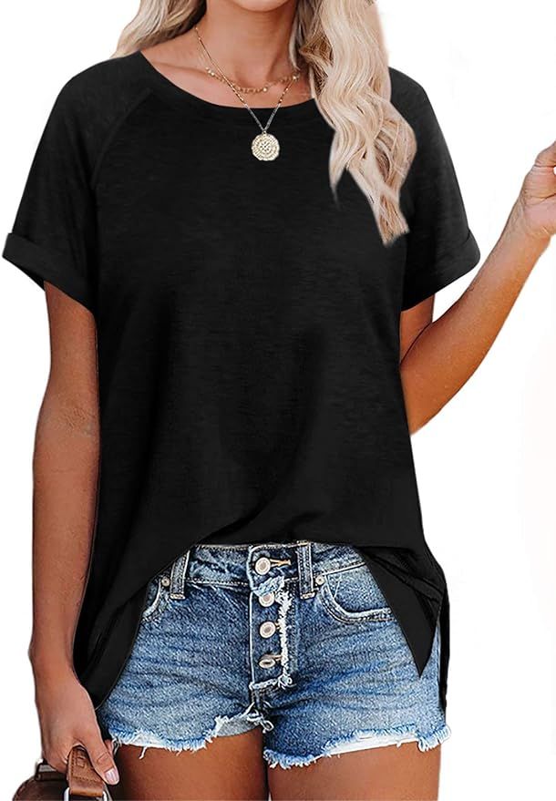 XIEERDUO Womens T Shirts Short Sleeve Crewneck Tees Plain Basic Tops | Amazon (US)