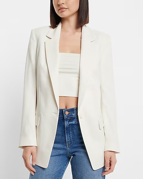 One Button Cinched Boyfriend Blazer | Express