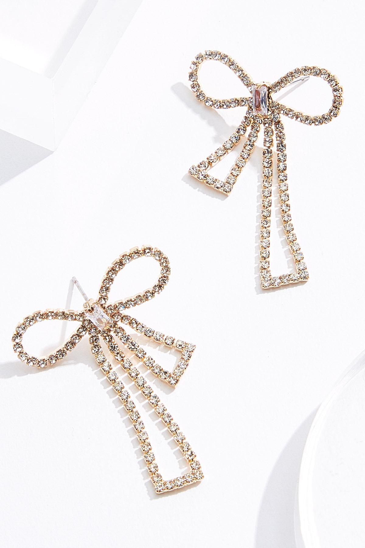 Rhinestone Bow Earrings | Cato Fashions