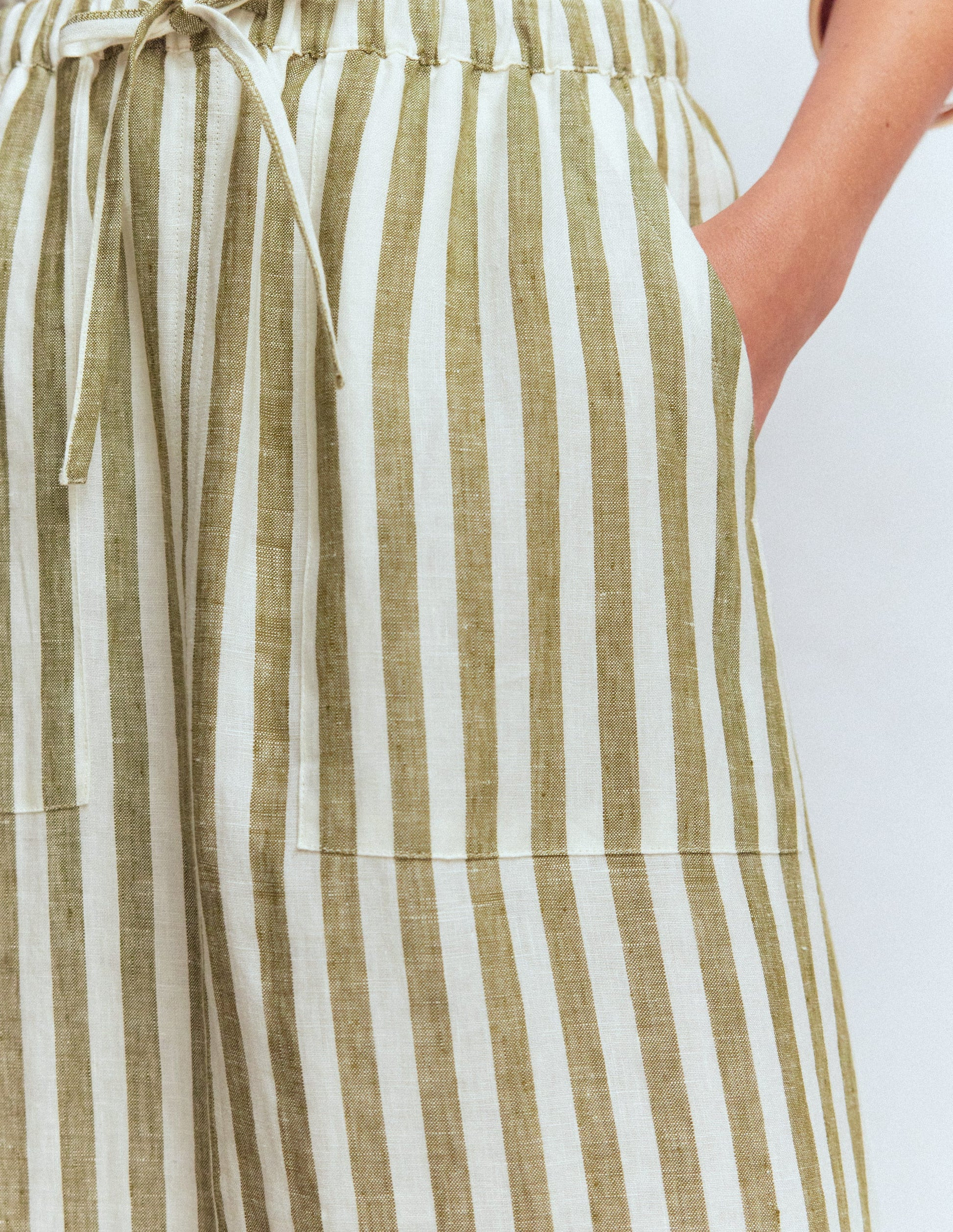 Layla Linen Skirt-Green Stripe | Boden (US)
