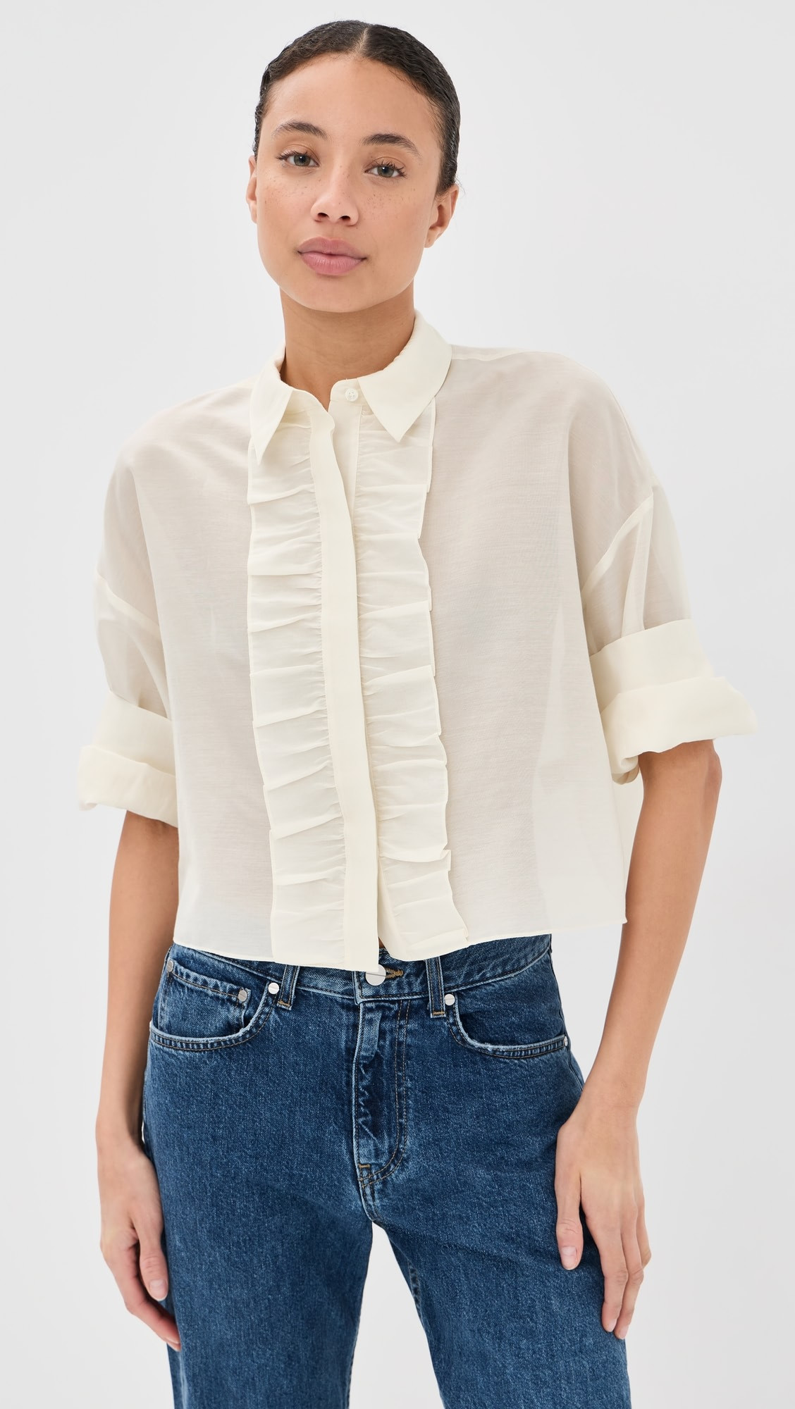 Next Ex Ruffle Button Down Top | Shopbop