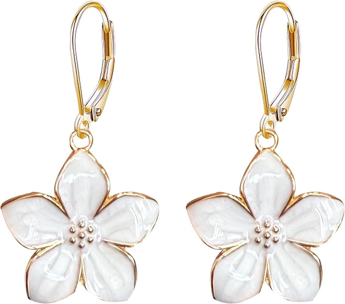 Blossom Petal Enamel Flower Hoop Earrings Elegant Floral Design Lightweight Dangle Drop Earrings ... | Amazon (US)
