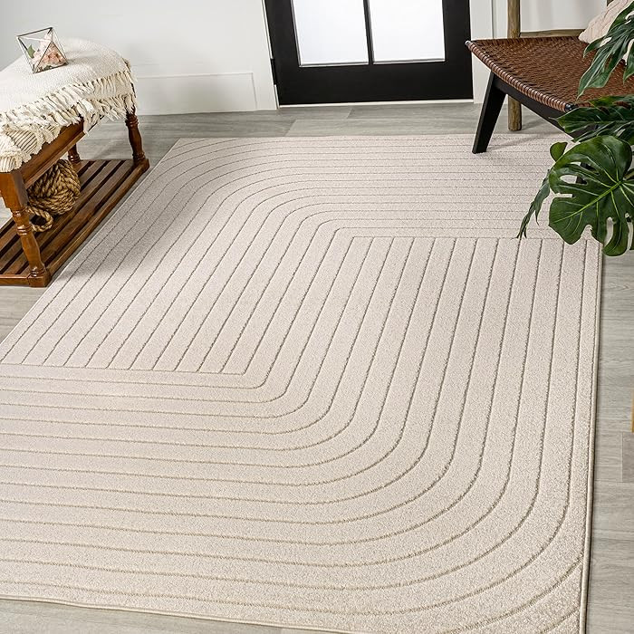 JONATHAN Y Odense High-Low Angle Ivory/Cream Indoor/Outdoor Area Rug, 8x10, Modern, Contemporary,... | Amazon (US)