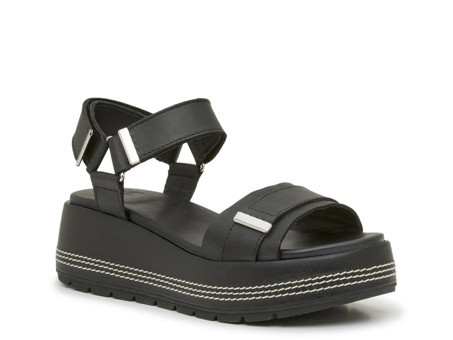 SOREL Sunpeak Wedge Sandal | Women's | Black | Size 5.5 | Sandals | Ankle Strap | DSW