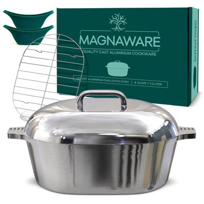 MAGNAWARE 8 Qt Cast Aluminum Oval Dutch Oven with Lid – Serves 8-12, Roasts, Stews & Cajun Cooking | Target