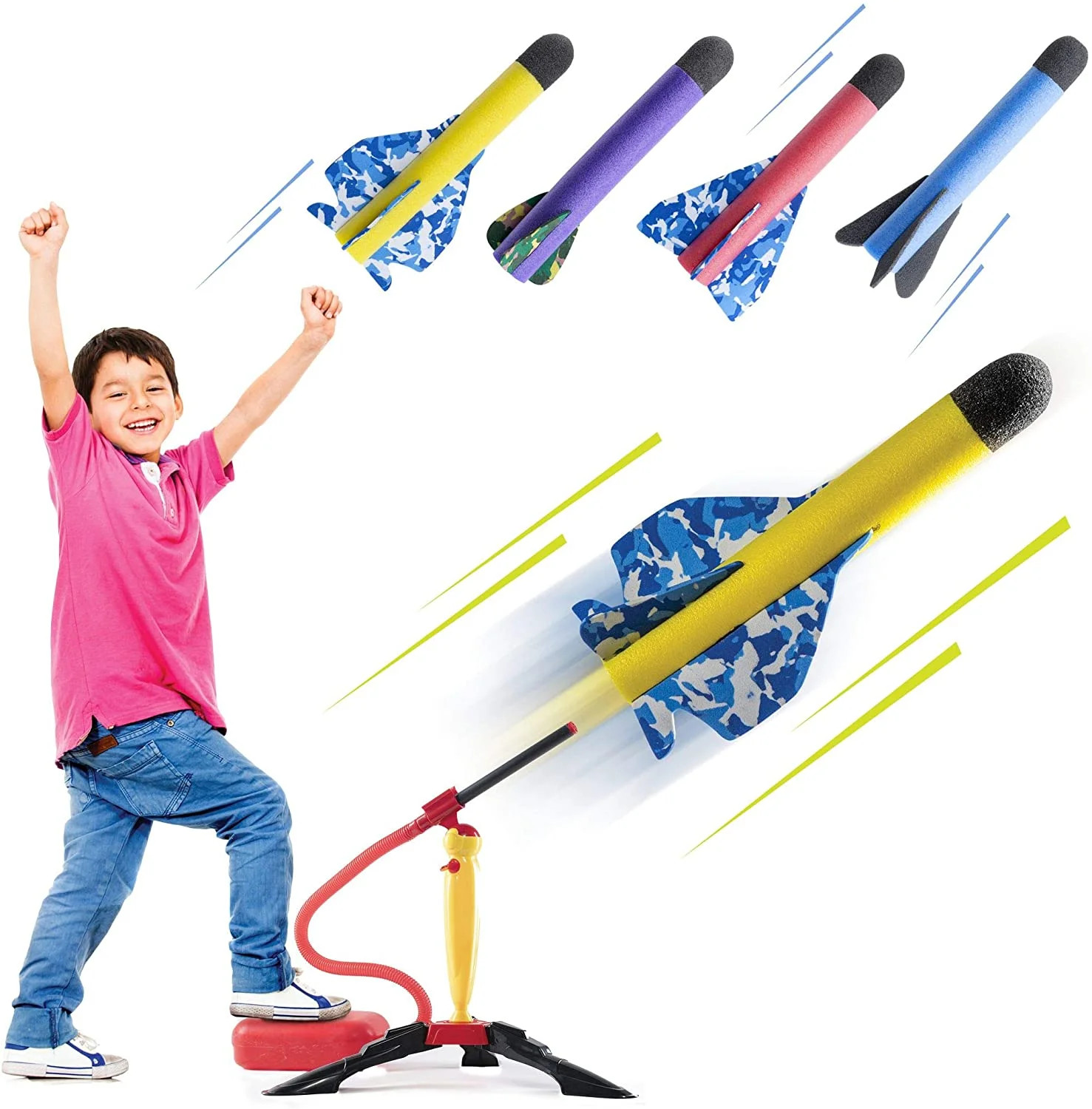 Prextex Toy Rocket Launcher for Kids | Shoots Up to 150 Feet | Colorful Foam Rockets with Stunt P... | Walmart (US)