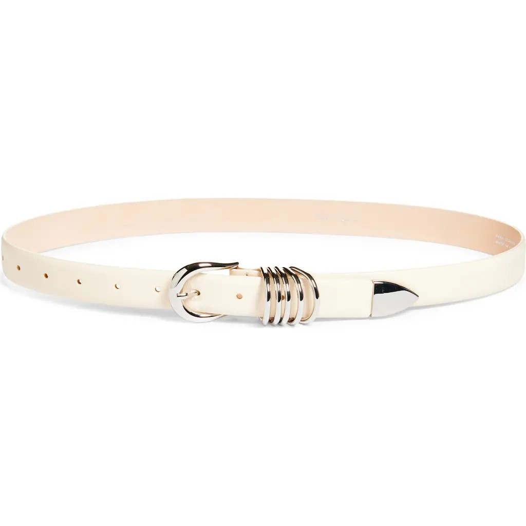 Déhanche Hollyhock Leather Belt in Ivory/Silver at Nordstrom, Size Large | Nordstrom