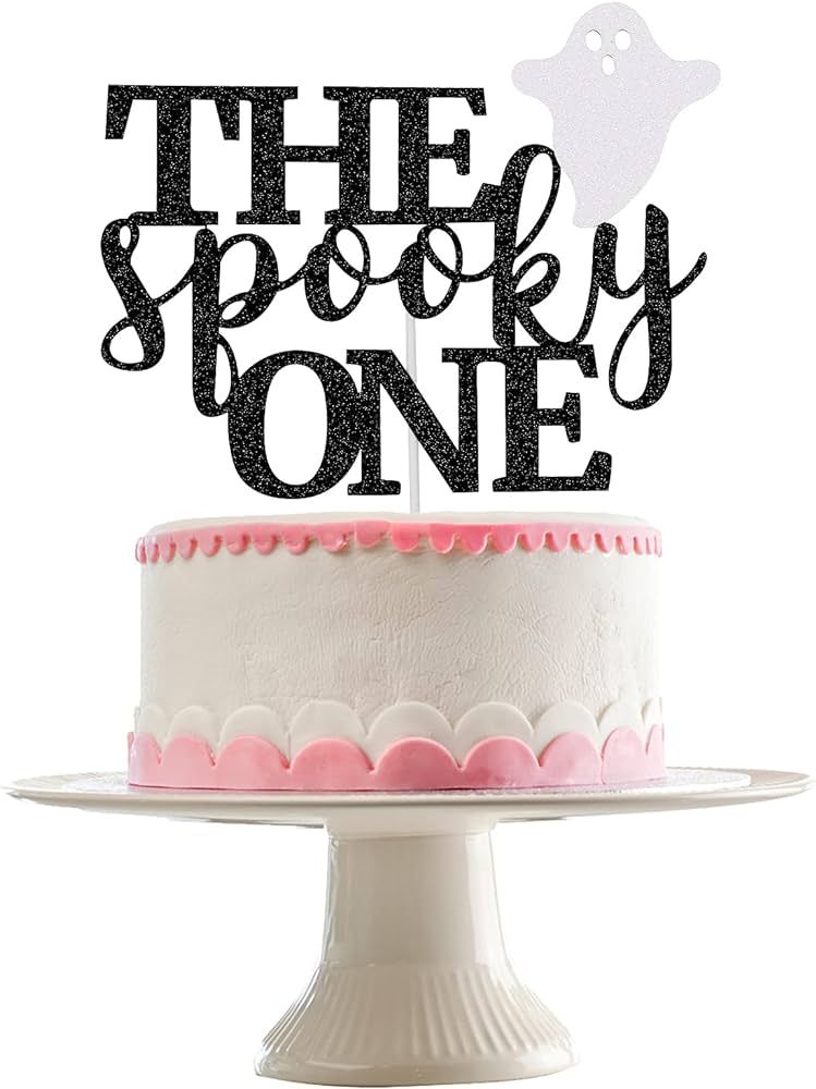 The Spooky One Cake Topper Black Glitter- The Spooky One Birthday Decorations,Halloween 1st Birth... | Amazon (US)