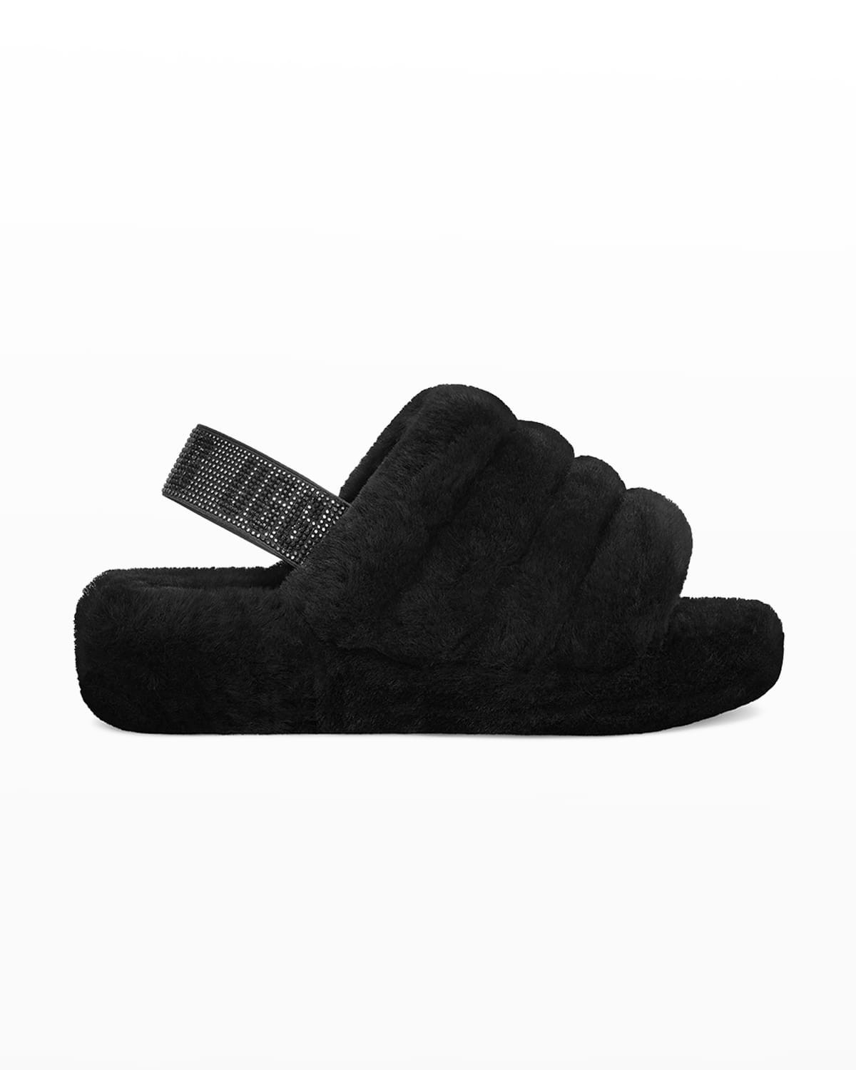 Fluff Yeah Shearling Bling Slingback Slippers | Neiman Marcus