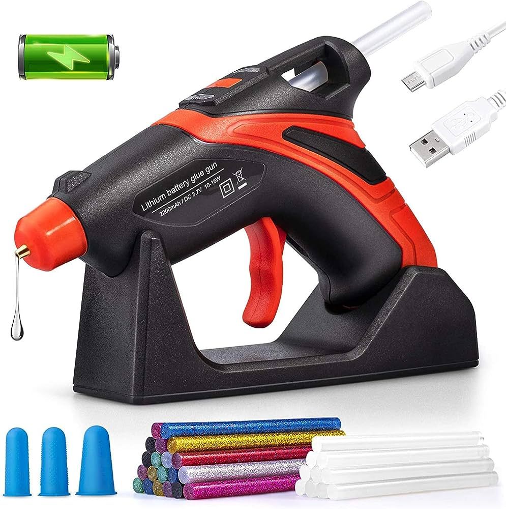 Cordless Hot Glue Gun,Fast Preheating Gun Kit with 30 Pcs Sticks,USB Rechargeable Melt Tools for ... | Amazon (US)