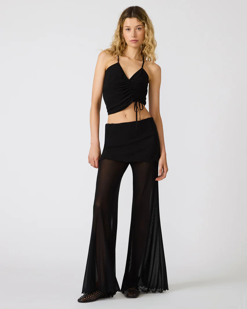 VEADA Black Knit Mesh Skirt Detail Women's Pants | Steve Madden (US)