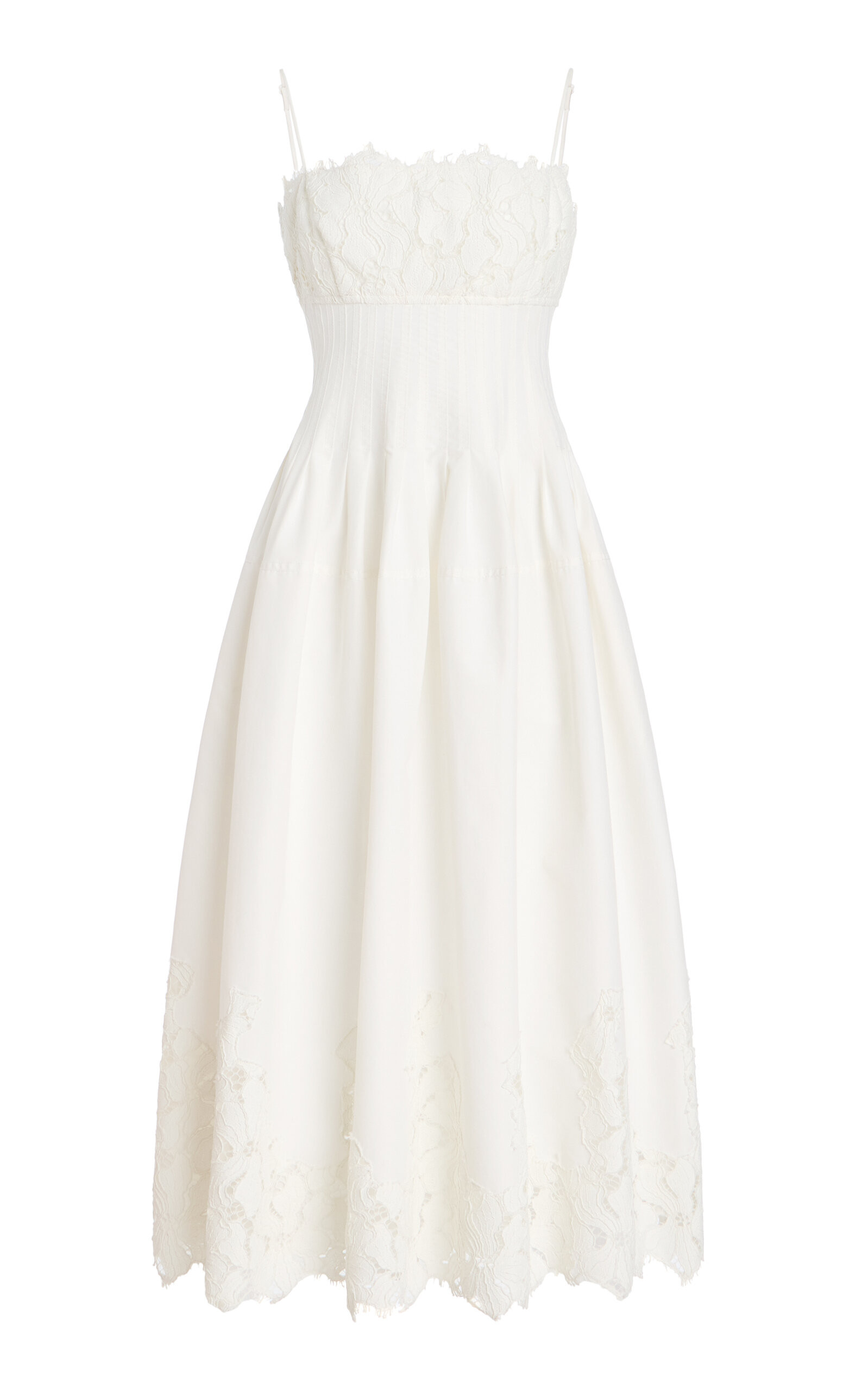 SIMKHAI Lilianna Lace-Detailed Cotton-Blend Midi Dress - Moda Operandi | Moda Operandi (Global)