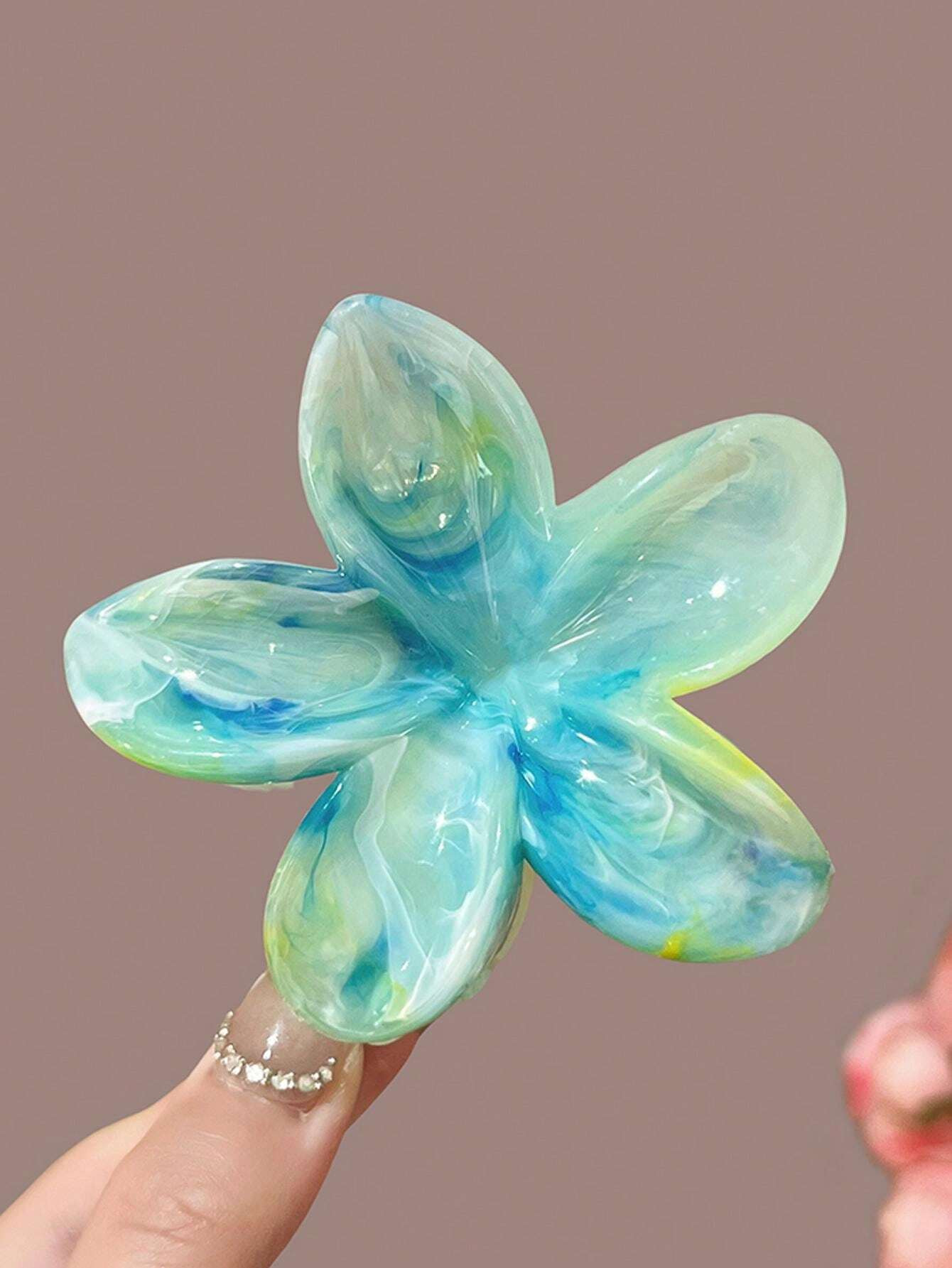 3pcs Women's Gradient Color Flower Pattern Large Size Lightweight Plastic Hair Clips, Fashionable... | SHEIN