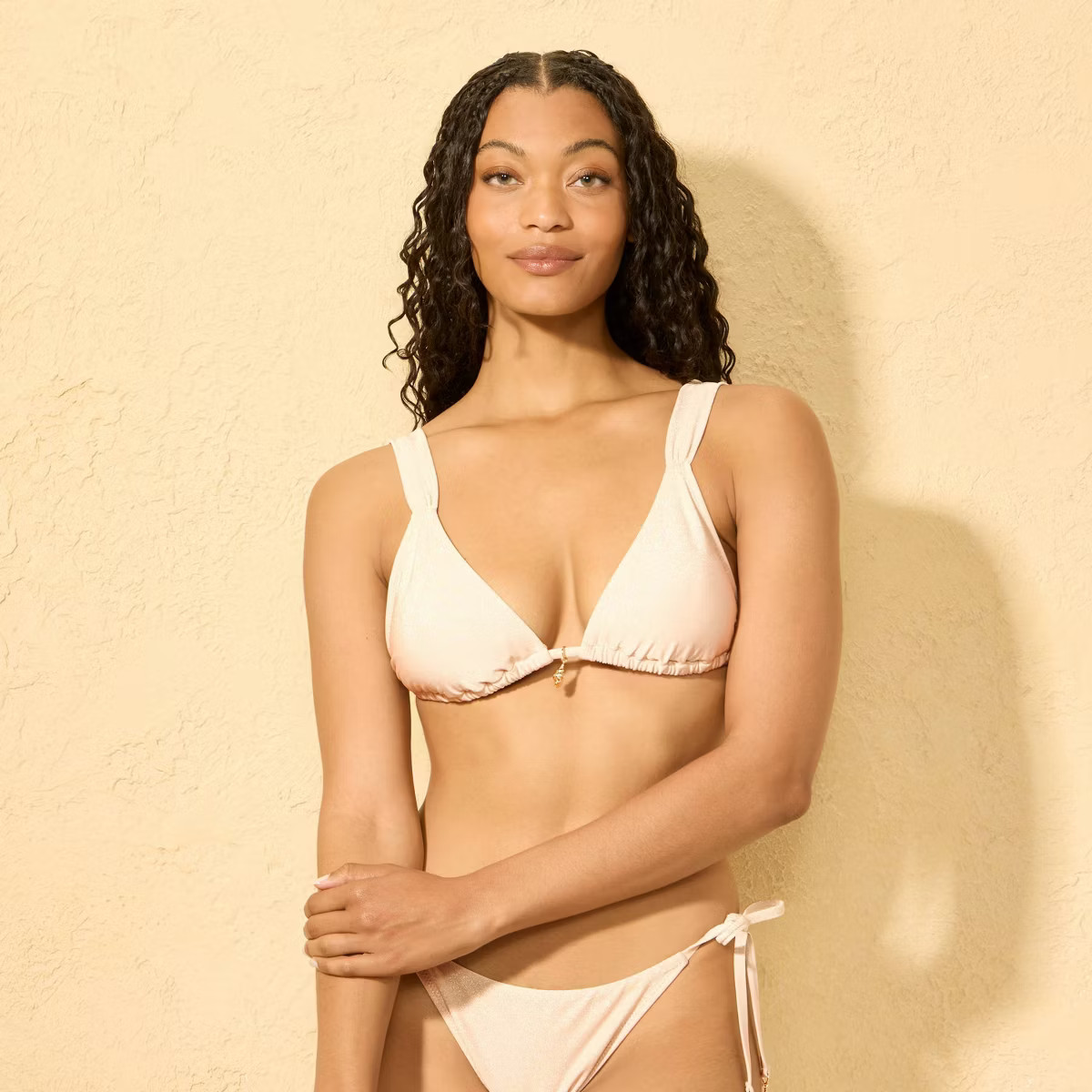 Women's Sparkle Shell Charm Triangle Bikini Top - Shade & Shore™ Cream | Target