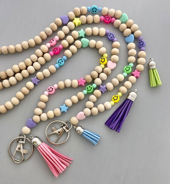 Beaded Teacher Lanyard Personalized Lanyard Pastel Rainbow - Etsy | Etsy (US)